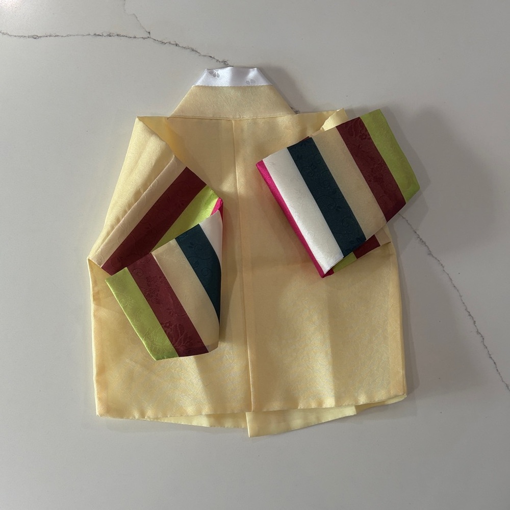 Traditional boys Hanbok yellow and Navy - Picture 8 of 16